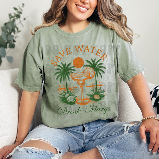 SAVE WATER DRINK MARGS PALM TREES - DTF TRANSFER