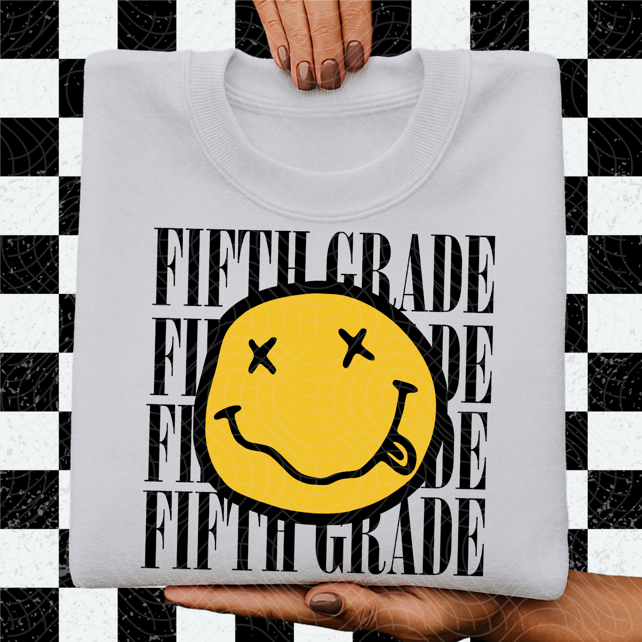 FIFTH GRADE SMILEY BLK - DTF TRANSFER