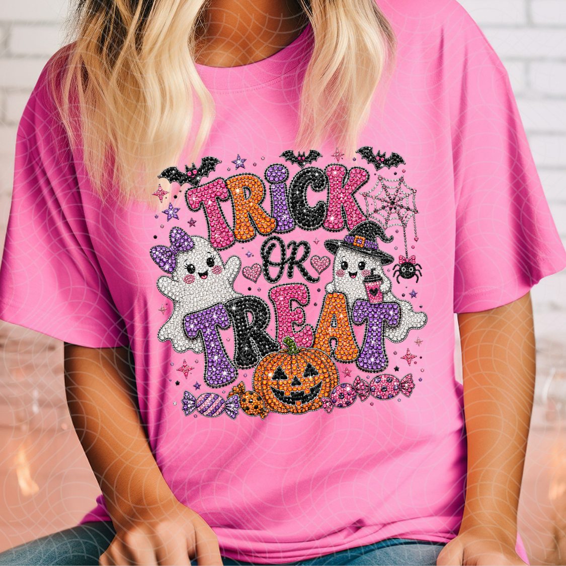 FAUX BEJEWELED TRICK OR TREAT - DTF TRANSFER