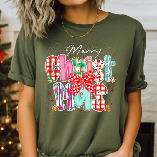 MERRY CHRISTMAS WHT TEXT - DTF TRANSFER
