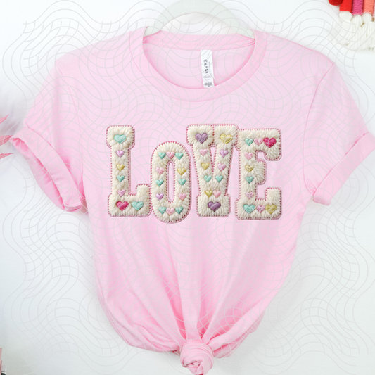 LOVE HEARTS FAUX YARN - DTF TRANSFER