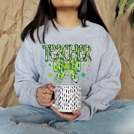 TEACHER ST PATRICKS DAY GREEN/POLKA DOT - DTF TRANSFER