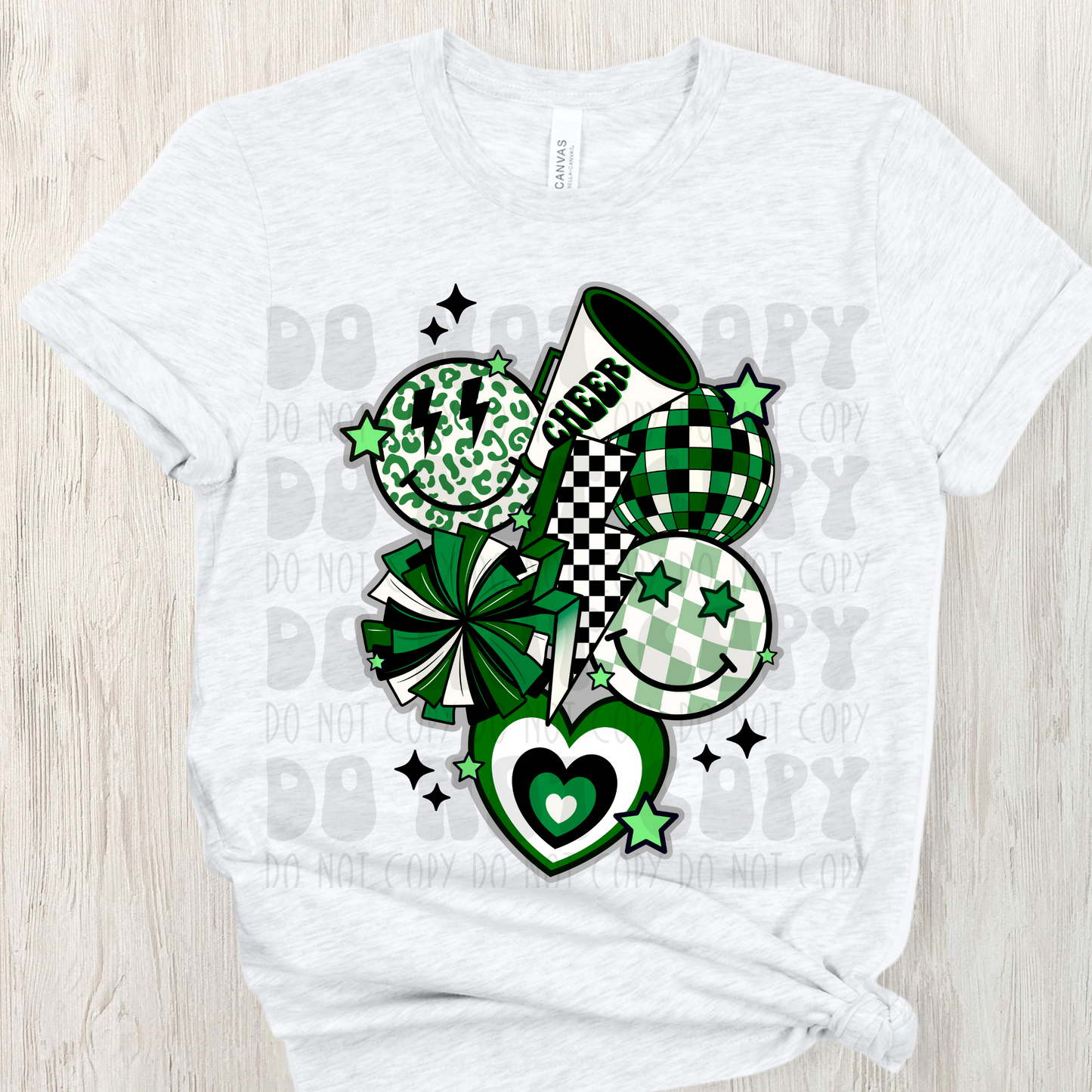 RETRO GREEN/ BLACK CHEER COLLAGE - DTF TRANSFER