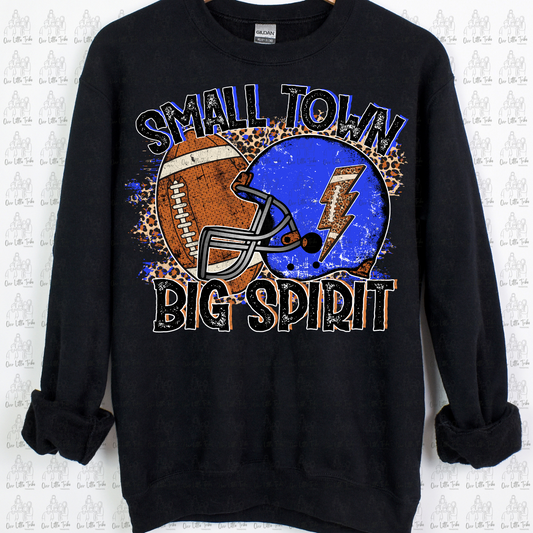BLUE SMALL TOWN BIG SPIRIT - DISTRESSED - DTF TRANSFER