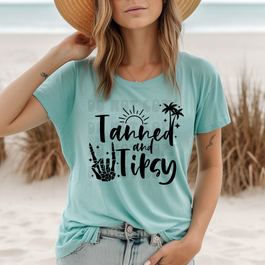 TANNED AND TIPSY BLK - DTF TRANSFER