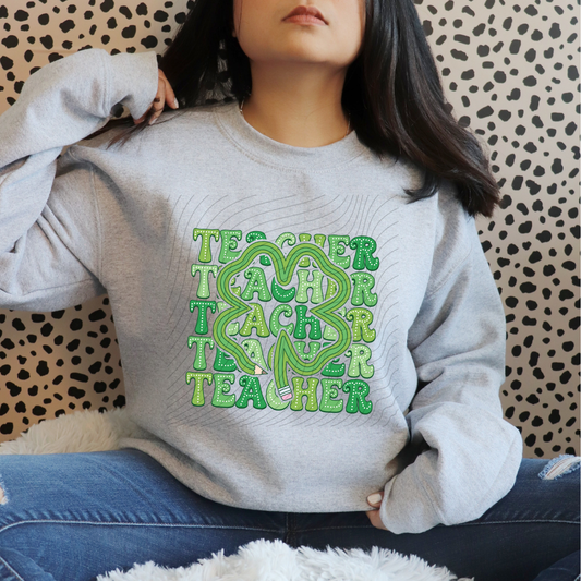 TEACHER STACKED SHAMROCK - DTF TRANSFER