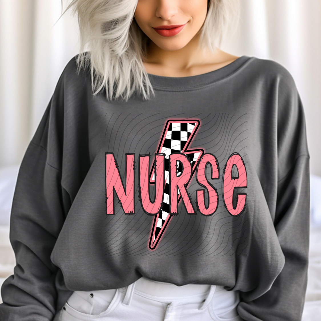 NURSE PINK BOLT - DTF TRANSFER