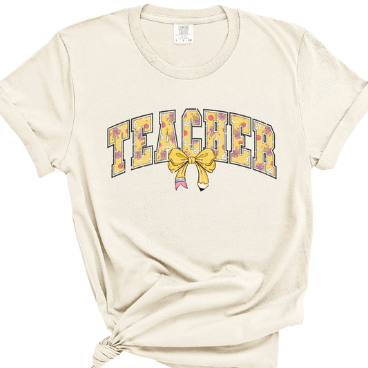YELLOW TEACHER DISTRESSED - DTF TRANSFER