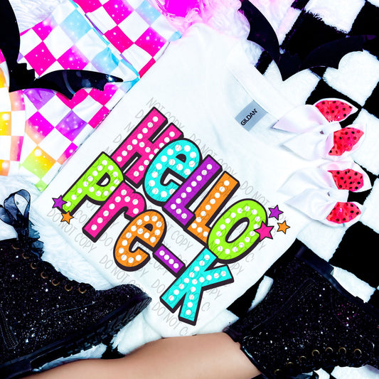HELLO PRE-K BRIGHT COLORS - DTF TRANSFER