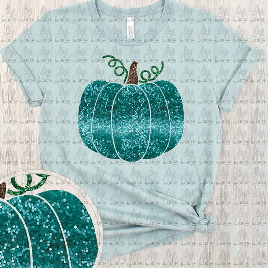 TEAL PUMPKIN - FAUX SEQUINS  - DTF TRANSFER