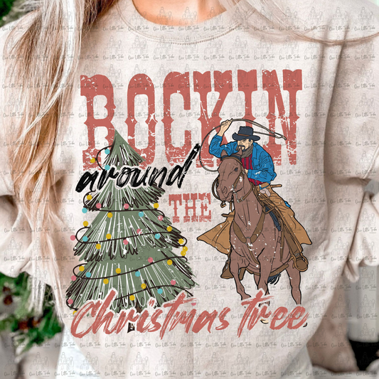 ROCKIN AROUND THE CHRISTMAS TREE - DISTRESSED - DTF TRANSFER