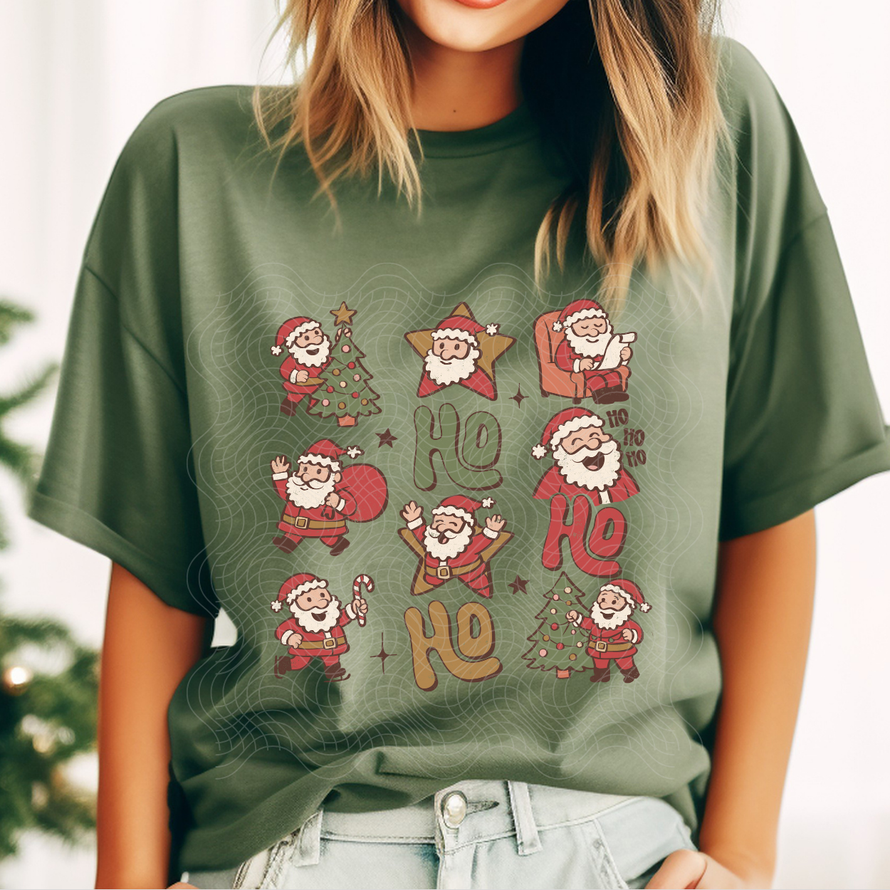 HO HO HO SANTA COLLAGE LIGHT - DTF TRANSFER
