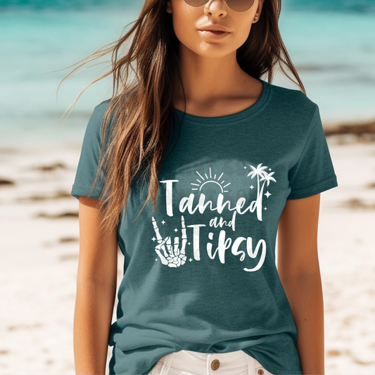 TANNED AND TIPSY WHT - DTF TRANSFER
