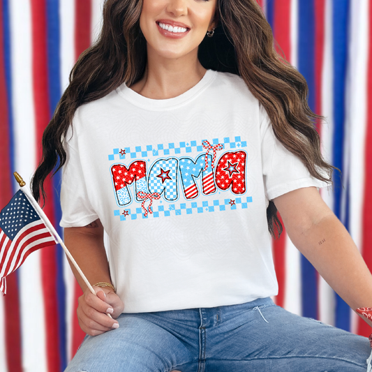 MAMA RETRO RED WHITE BLUE - DTF TRANSFER
