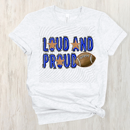 FOOTBALL LOUD AND PROUD, BLUE  - DTF TRANSFER