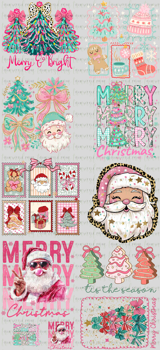 PINK CHRISTMAS PREMADE - GANG SHEET 22x48