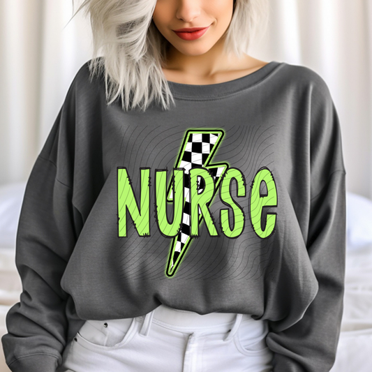 NURSE GREEN BOLT - DTF TRANSFER