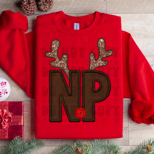 NP RED NOSE - FAUX SEQUIN - DTF TRANSFER