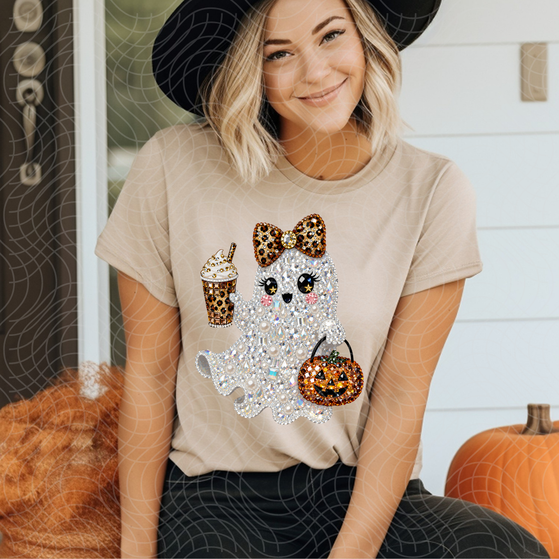 FAUX BEJEWELED GHOSTIE - DTF TRANSFER