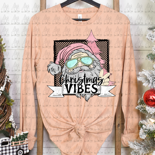 CHRISTMAS VIBES SANTA PINK - DTF TRANSFER