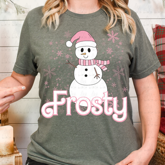 FROSTY SNOWMAN PINK - DTF TRANSFER