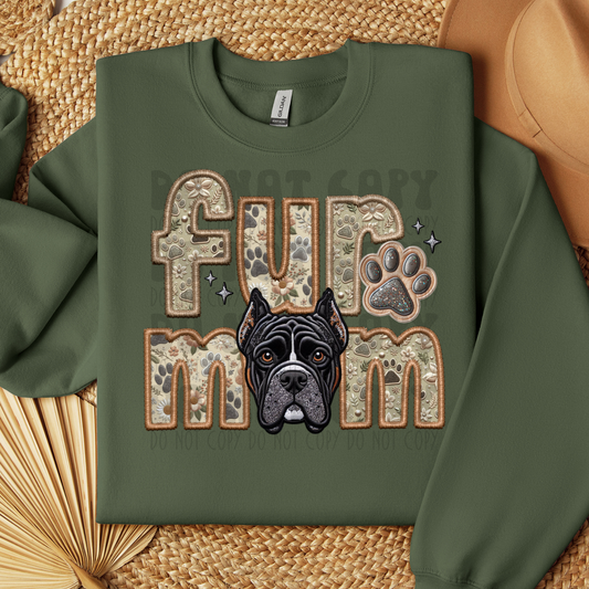 FUR MOM, CANE CORSO - FAUX EMBROIDERY - DTF TRANSFER
