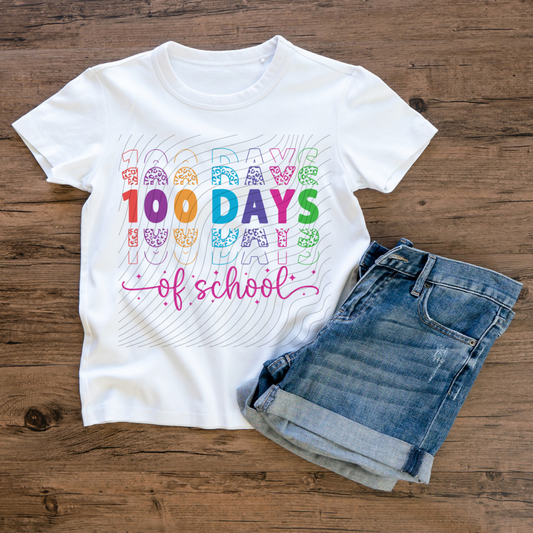 100 DAYS OF SCHOOL STACKED LEOPARD FONT - DTF TRANSFER