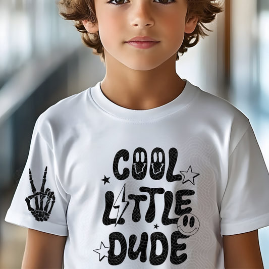 COOL LITTLE DUDE BLK W/ POCKET - DTF TRANSFER