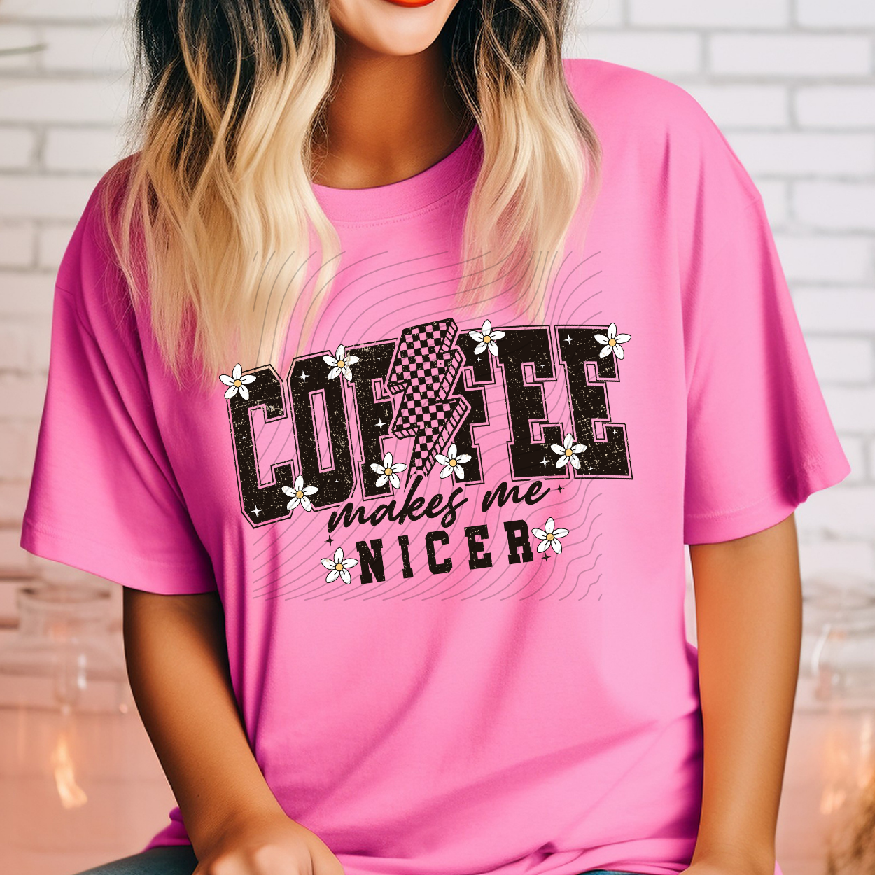 COFFEE MAKES ME NICER DISTRESSED - DTF TRANSFER