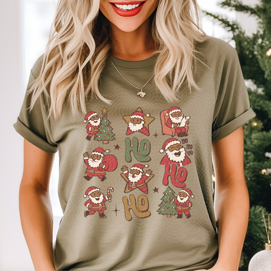 HO HO HO SANTA COLLAGE DARK - DTF TRANSFER