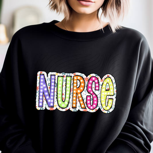 NURSE MULTI COLOR POLKA DOT - DTF TRANSFER