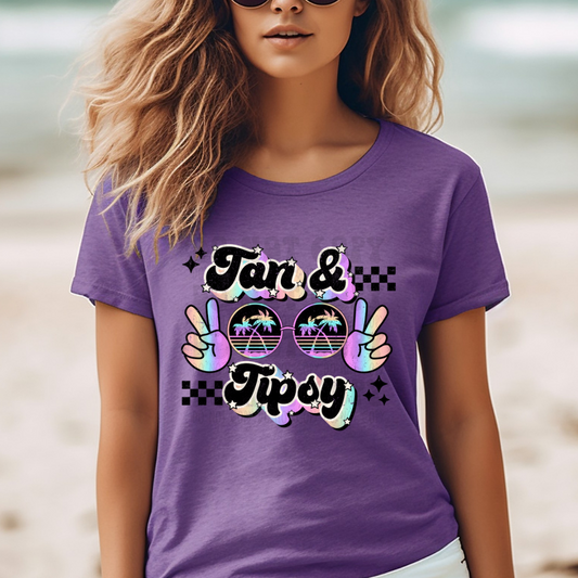 TAN AND TIPSY BLK CHECKERED - DTF TRANSFER