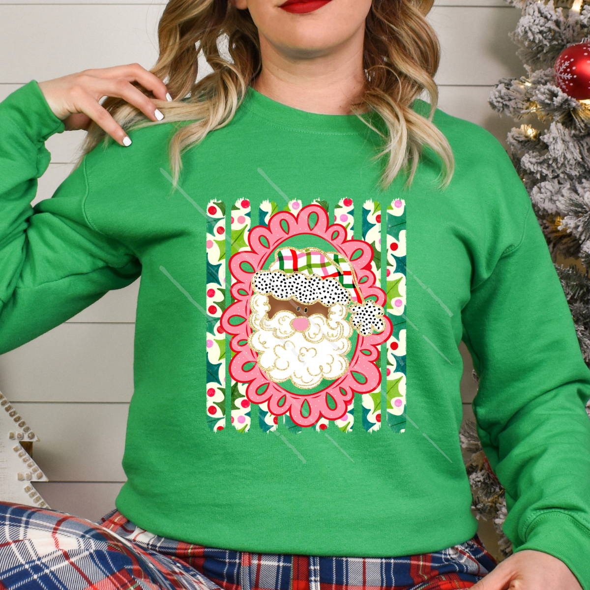 SANTA SKIN 2 HOLLY STRIPES - DTF TRANSFER