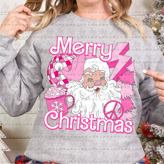 MERRY CHRISTMAS RETRO PINK - DTF TRANSFER