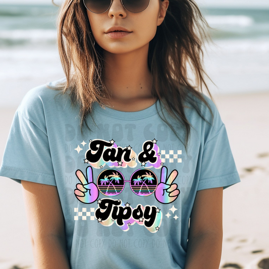TAN AND TIPSY WHT CHECKERED - DTF TRANSFER