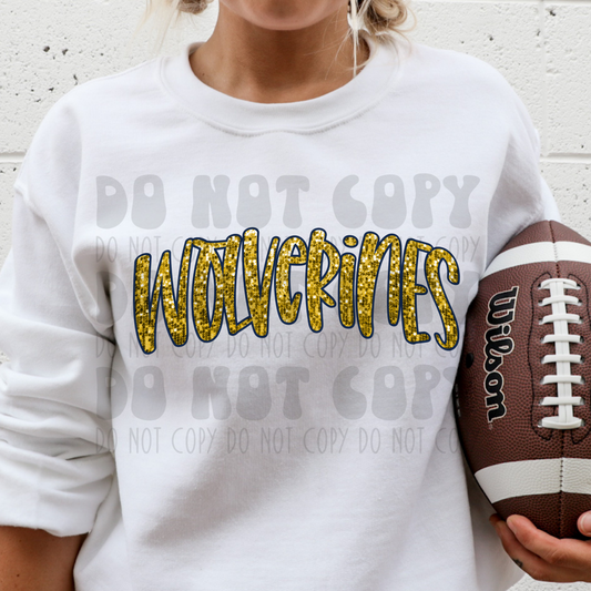WOLVERINES - FAUX SEQUIN - DTF TRANSFER