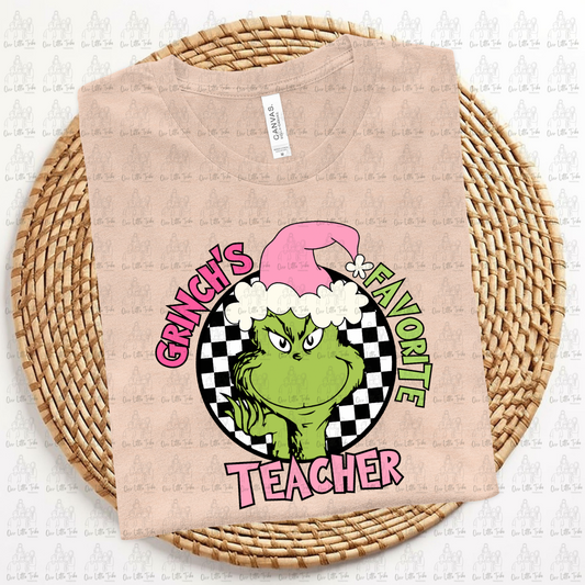 GREEN GUY FAV TEACHER - PINK - DTF TRANSFER