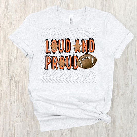 FOOTBALL LOUD AND PROUD, ORANGE  - DTF TRANSFER