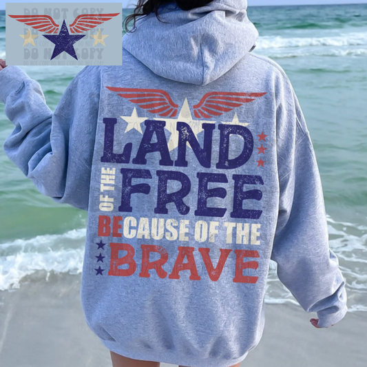 LAND OF THE FREE BRIGHT DISTRESSED - FRONT AND BACK - DTF TRANSFER