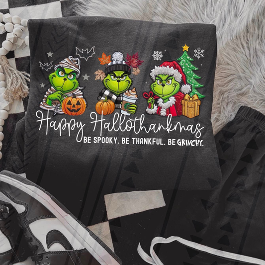 HAPPY HALLOTHANKMAS WHT TEXT - DTF TRANSFER