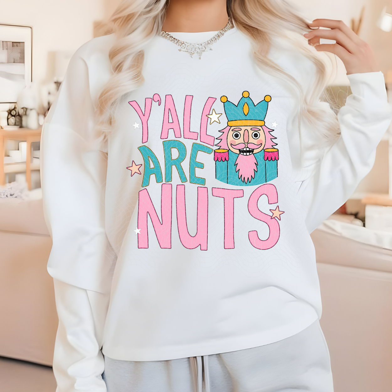 Y'ALL ARE NUTS DISTRESSED - DTF TRANSFER