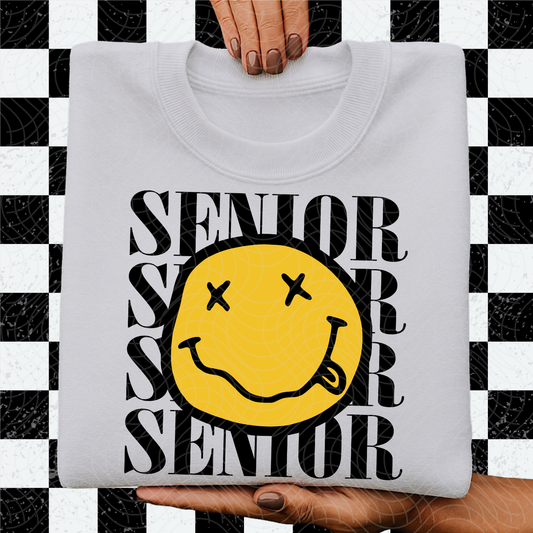 SENIOR SMILEY BLK - DTF TRANSFER