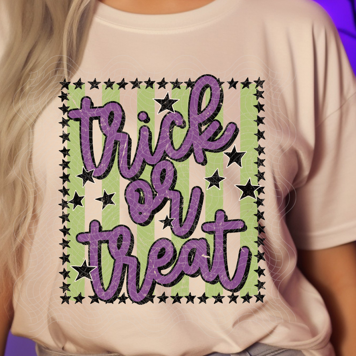 TRICK OR TREAT, GREEN/PURPLE - DTF TRANSFER