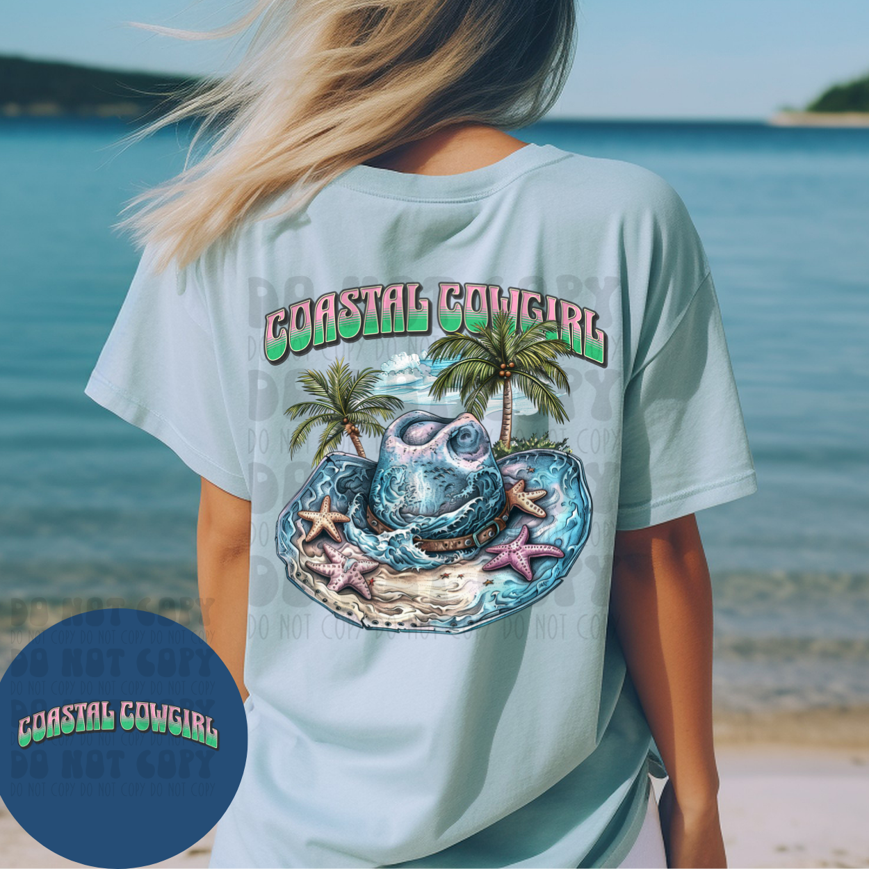 COASTAL COWGIRL W/POCKET - DTF TRANSFER