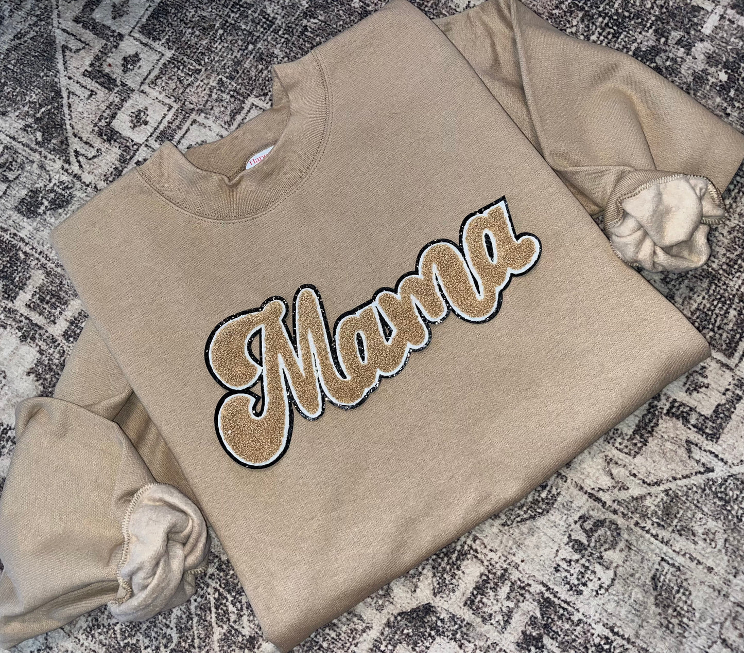 Tan Mama w/black - Chenille Patch