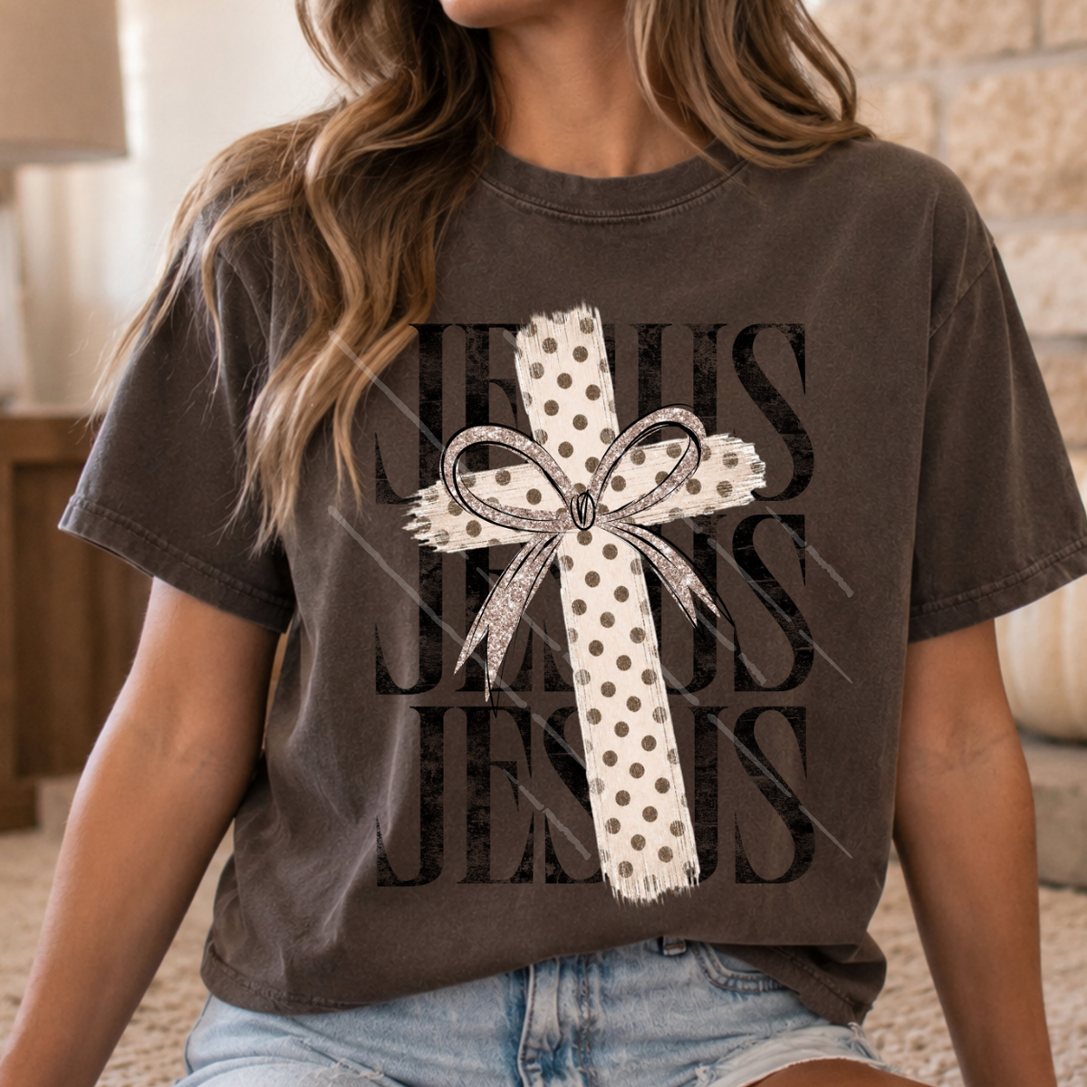 JESUS POLKA DOT CROSS - DTF TRANSFER
