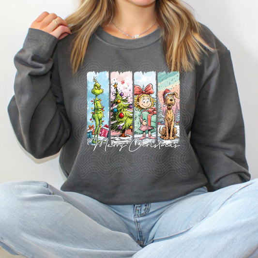 MERRY CHRISTMAS BRUSHSTROKE CHARACTER, WHT TEXT - DTF TRANSFER