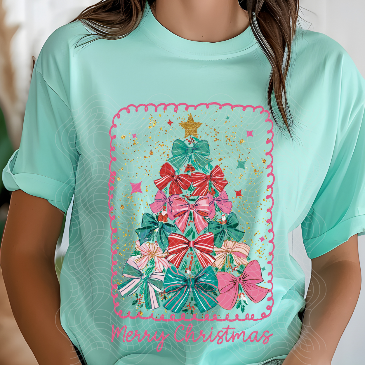 MERRY CHRISTMAS BOW TREE - DTF TRANSFER