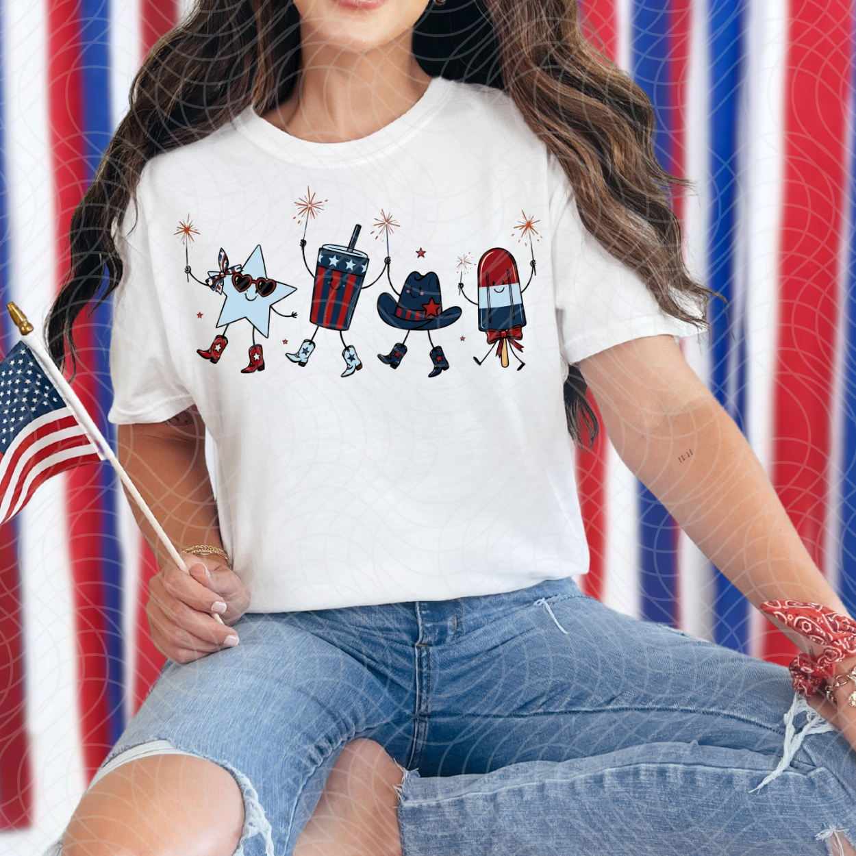 RED WHITE BLUE ELEMENTS, BLUE STAR - DTF TRANSFER
