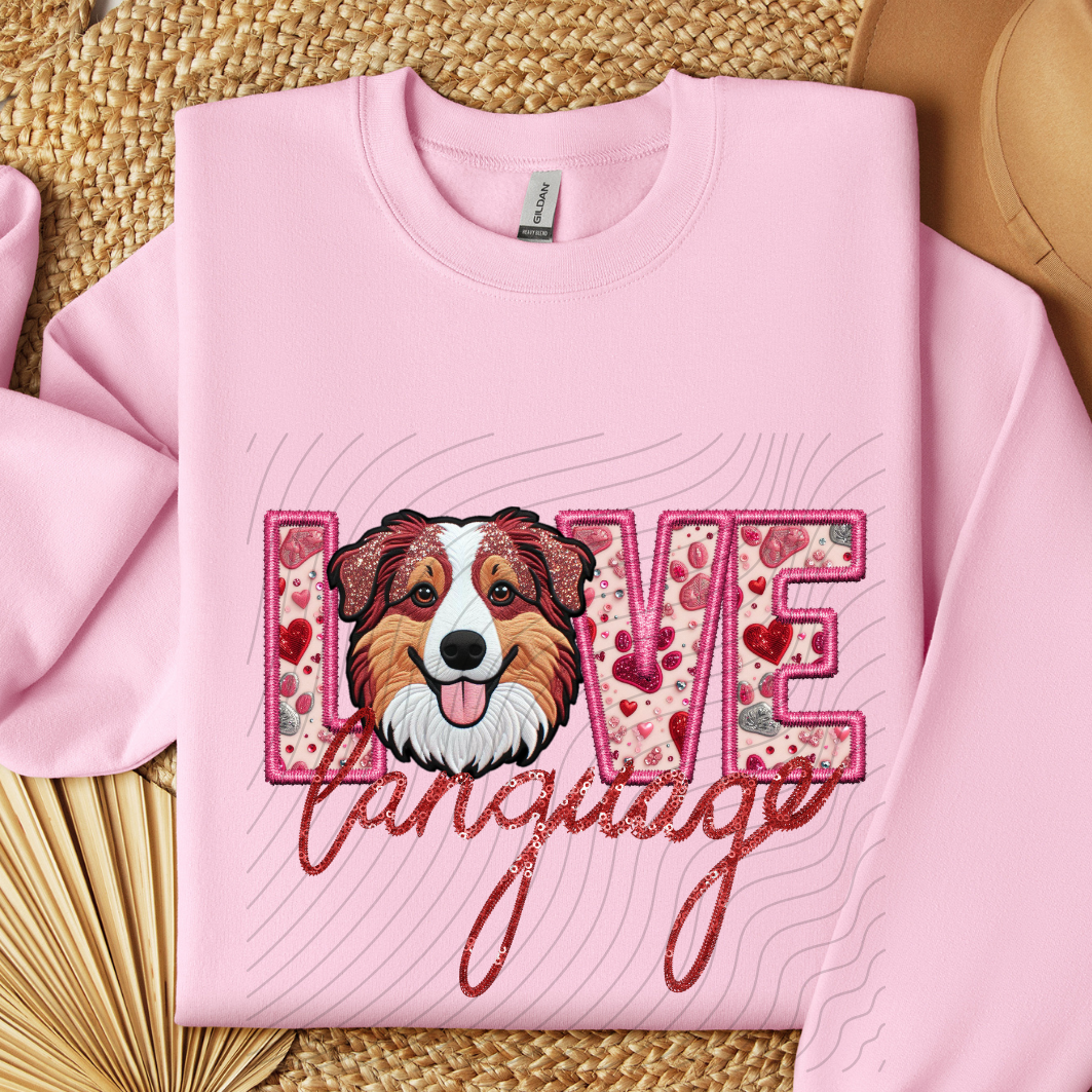 AUSSIE RED, FAUX EMBROIDERY & FAUX SEQUINS - DTF TRANSFER
